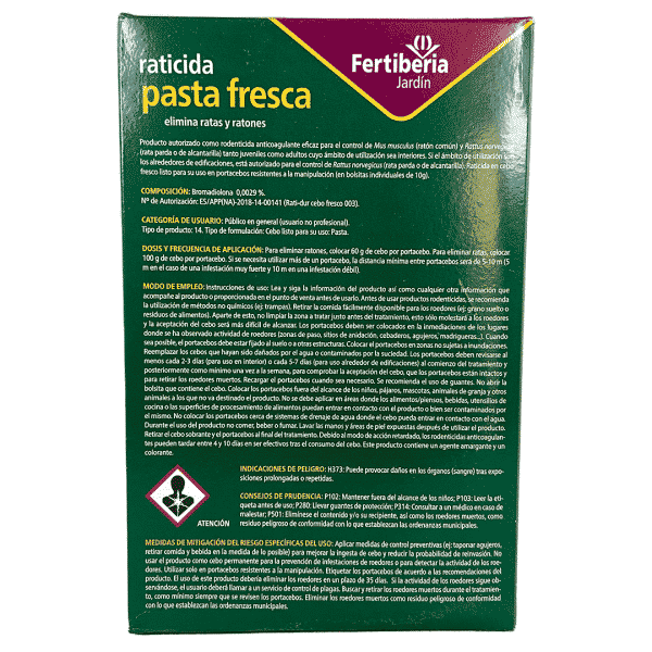 RATICIDA PASTA FRESCA 150gr - FERTIBERIA